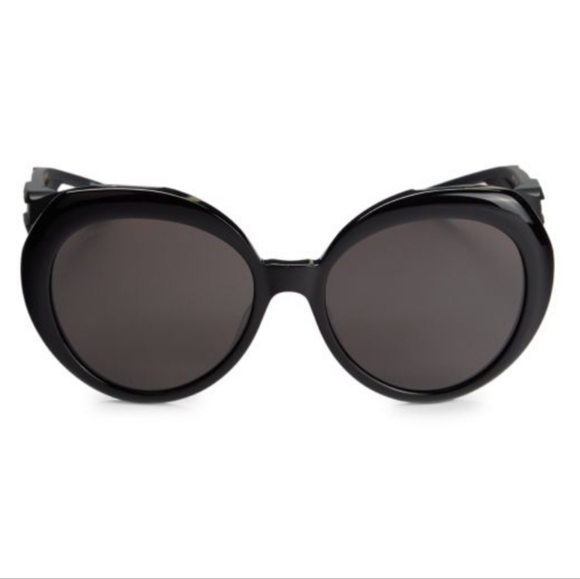 Balenciaga Black Oversized Round Black Sunglasses New With Case BB0024S - Picture 3 of 6
